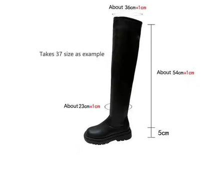 Cuissardes femme simili cuir à talon plat