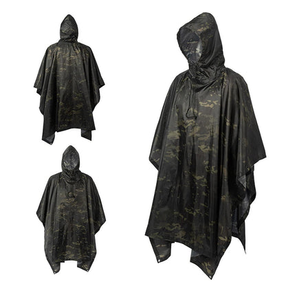 Poncho de Pluie Tactique Militaire - Imperméable, Polyvalent, avec Capuche Ajustable et Sac de Rangement BLACKBEARD OUTDOOR INDUSTRIES