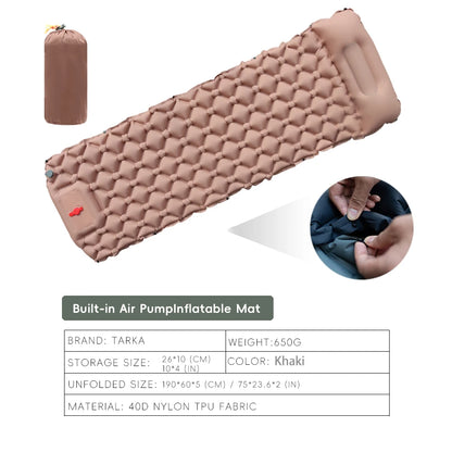 Matelas Gonflable Camping TARKA – Auto-Gonflant, Pompe Intégrée, 190×60 cm, Couplable, Randonnée