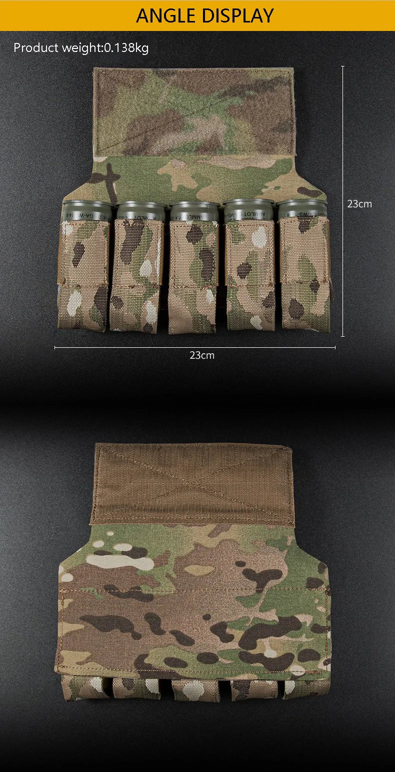 Pochette pour Grenades M203 – Porte-Grenades 5 Éléments 40MM – Accessoire pour Gilet Tactique Micro, Veste de Combat et Transporteur de Plaque - BLACKBEARD OUTDOOR INDUSTRIES