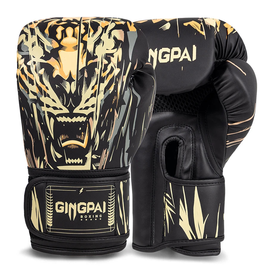 Gants de Boxe Professionnels Noirs Cuir PU – Sanda, Muay Thai, MMA, Sparring | 8 à 16 oz | Homme & Femme - BLACKBEARD OUTDOOR INDUSTRIES