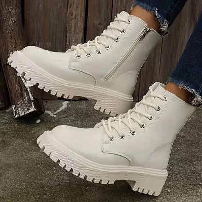 Bottines Femme Plateforme Fourrées – Zip Latéral Bout Rond Hiver