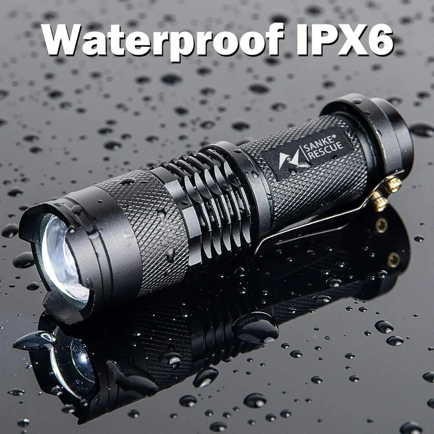 Lampe Torche Tactique Étanche 300 Lumens – LED Puissante | Zoomable | 3 Modes | Auto-Défense & Camping Ma boutique