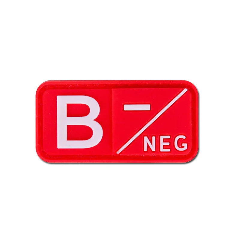 Patch Groupe Sanguin 3D PVC – A B AB O Rh + / - – Écusson Tactique Militaire Hook & Loop 5×2,5 cm - BLACKBEARD OUTDOOR INDUSTRIES