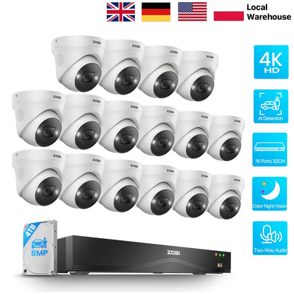 Kit vidéosurveillance ZOSI PoE 4K 8 MP avec NVR 4 To