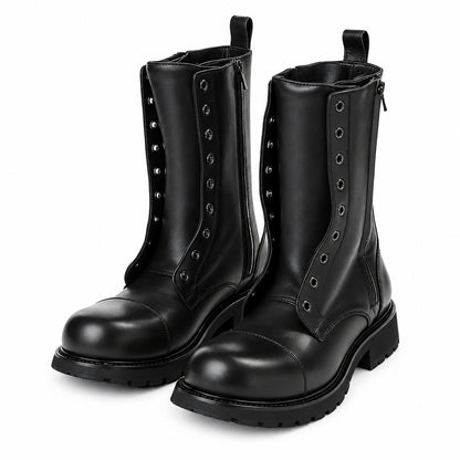 Bottes motardes homme noires à lacets et zip latéral