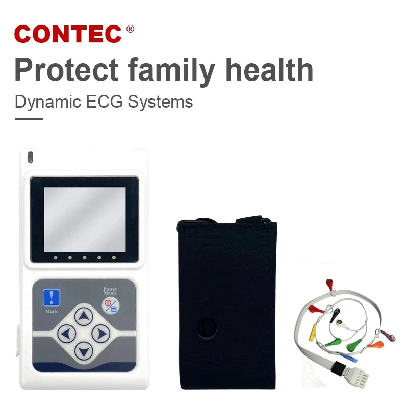Holter ECG Portable 12 Dérivations CONTEC TLC5000 – Enregistrement 24h avec Écran LCD, Certifié CE