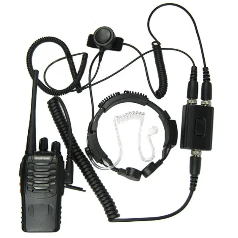 Micro-Gorge Tactique Double PTT – Tube Acoustique Discret Baofeng UV-5R, Kenwood TK, HYT, TYT (K-Plug)