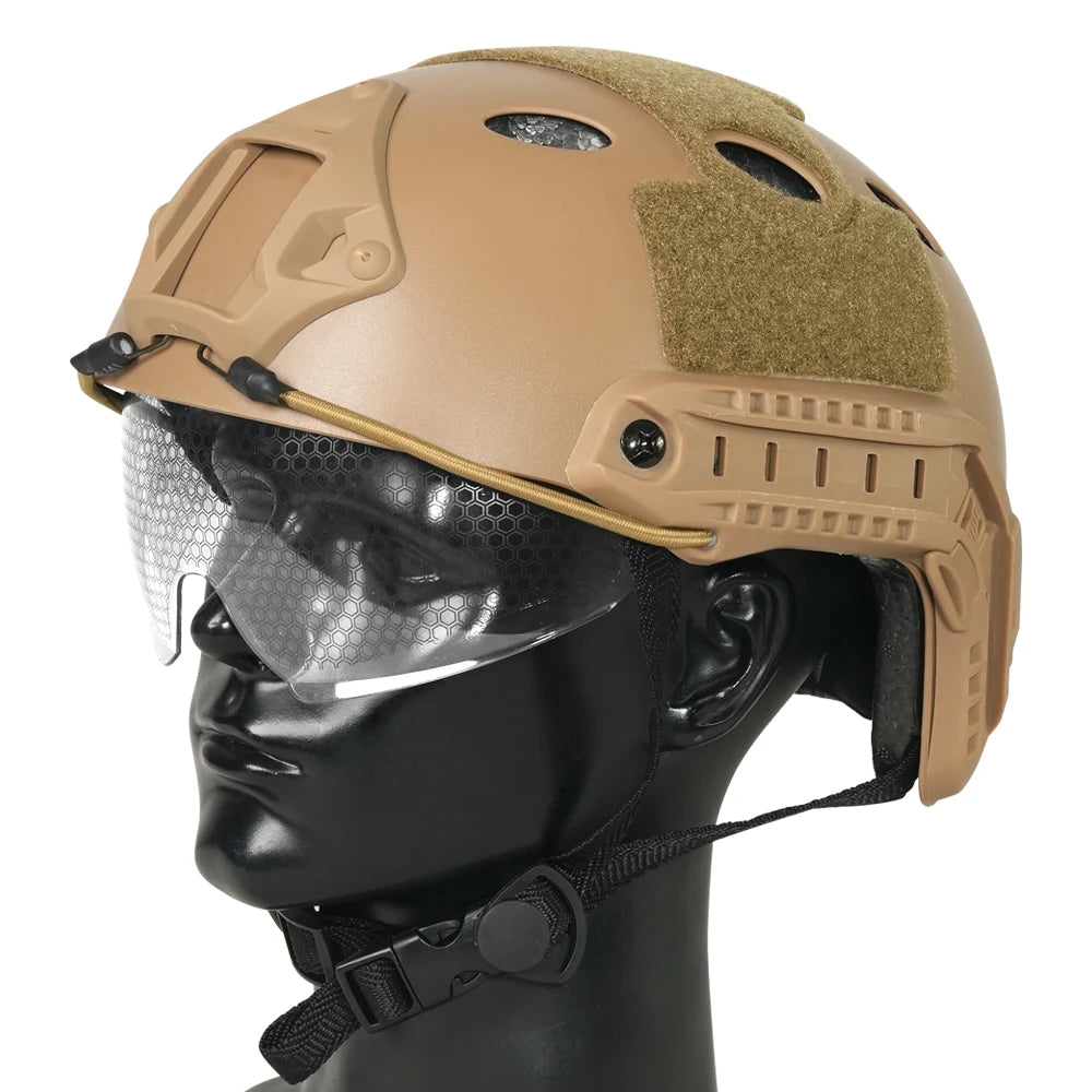 Casque Tactique Fast PJ Airsoft avec Lunettes – Protection Tête ABS CS Tir Outdoor - BLACKBEARD OUTDOOR INDUSTRIES