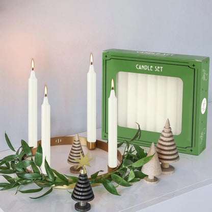 Bougies Coniques Blanches Ivoire – Lot de 20 Bougies de Dîner 4 Pouces – Sans Fumée, Sans Parfum, Antidérapantes, Fabriquées à la Main, Parfaites pour Églises, Mariages, Fêtes et Décorations Saisonnières - BLACKBEARD OUTDOOR INDUSTRIES