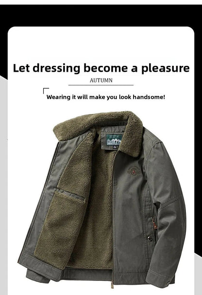 Autumn Winter Men's Cotton Thick Warm Fleece Jackets Stand Collar Fleece Lined Outdoor Workwear Warm Casual Style New Arrival BLACKBEARD OUTDOOR INDUSTRIES