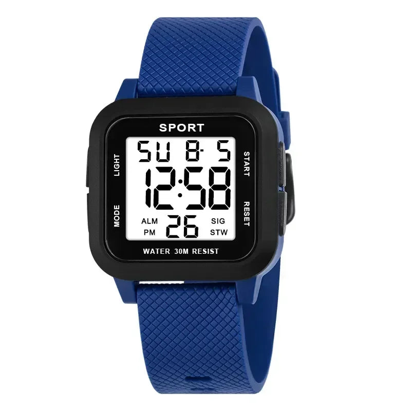 Montre digitale sport 45 mm – Style militaire & rétroéclairage LED