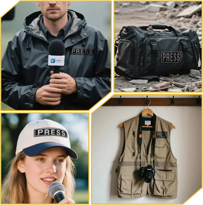 Lot de 3 Patches Brodés PRESS – Gilet Presse, Photographe & Gilet Tactique