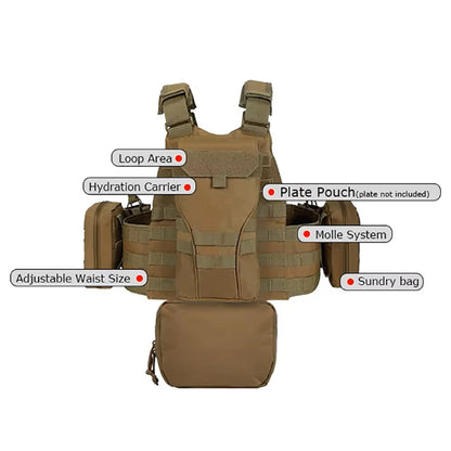 Gilet porte-plaques Yakeda MOLLE 1000D pour militaire et police
