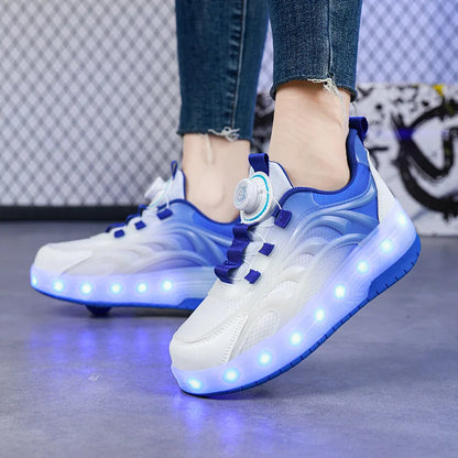 Baskets LED Enfant 2 Roues Lumineuses – Chaussures à Roulettes Recharge USB Unisexe