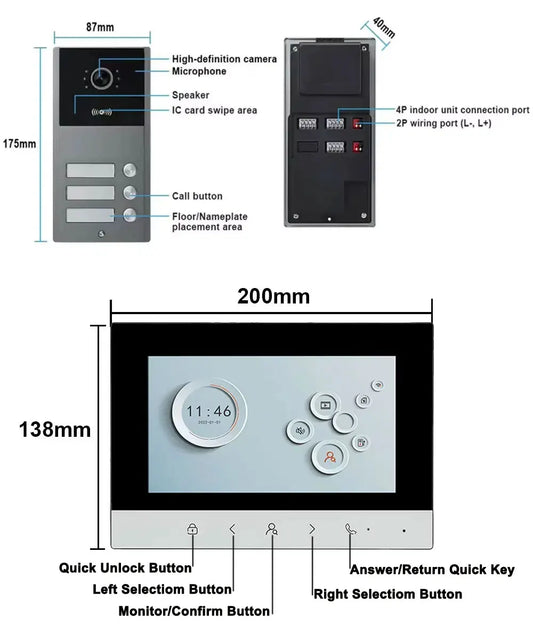 Interphone Vidéo Connecté LCD Multi-Appartement — Visiophone HD HSmartcam - BLACKBEARD OUTDOOR INDUSTRIES