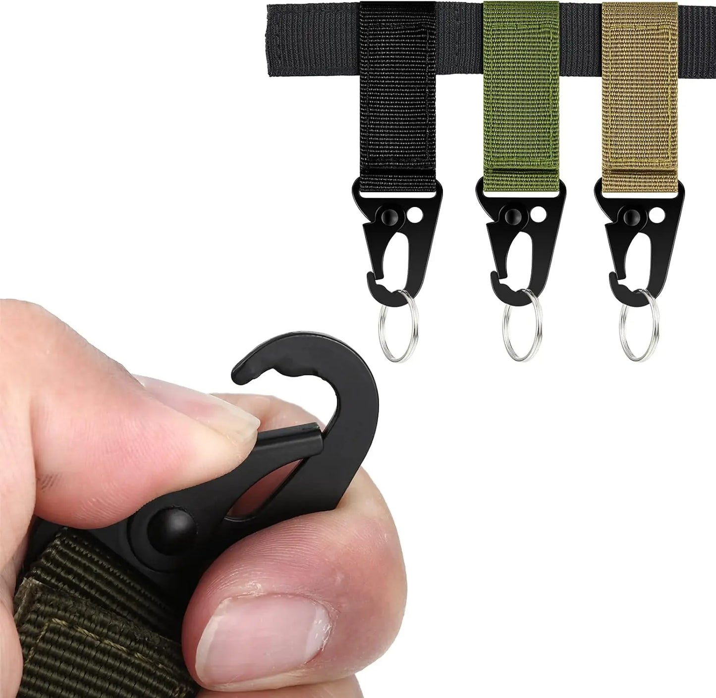 3 Pièces – Boucles Tactiques en Nylon avec Mousqueton Carabine, Clip de Ceinture EDC, Porte-Clés pour Sac à Dos Molle, Accessoire pour Escalade et Camping en Plein Air - BLACKBEARD OUTDOOR INDUSTRIES