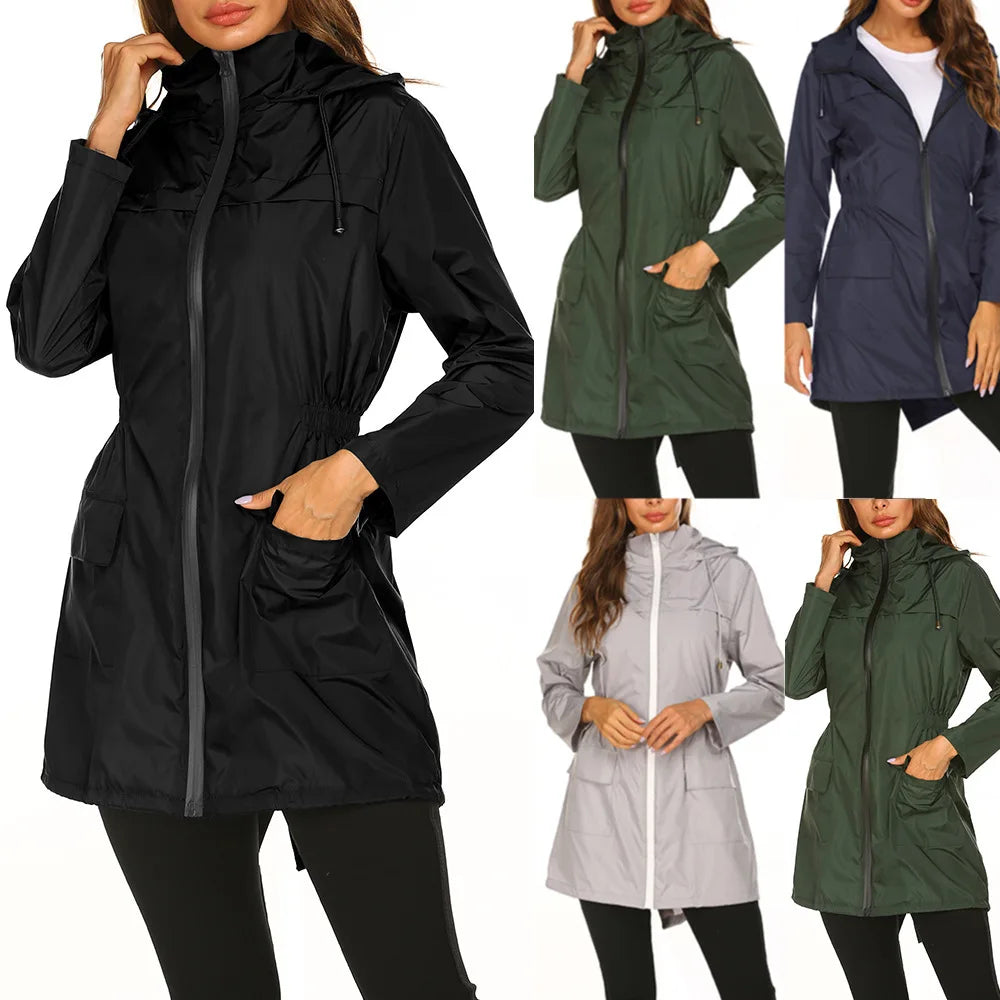 Veste imperméable femme à capuche – Coupe-vent légère outdoor