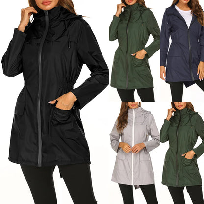 Veste imperméable femme à capuche – Coupe-vent légère outdoor