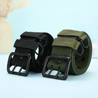 Ceinture Tactique Coton Double Trous – Homme, Outdoor, 110 à 140 cm