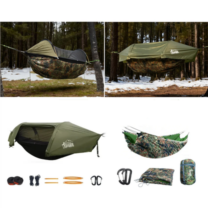 Hamac Tente Double Pâle Anti-Moustiques Imperméable – Nylon 70D, Charge 200 kg | Camping, Randonnée, Bivouac | 5 Coloris