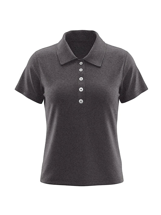 Polo Femme Col Boutonné Manches Courtes – Coupe Slim Stretch, Casual & Chic
