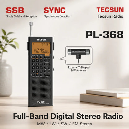 Radio Portable Tecsun PL-368 - Récepteur Multibande FM/MW/SW/LW/SSB