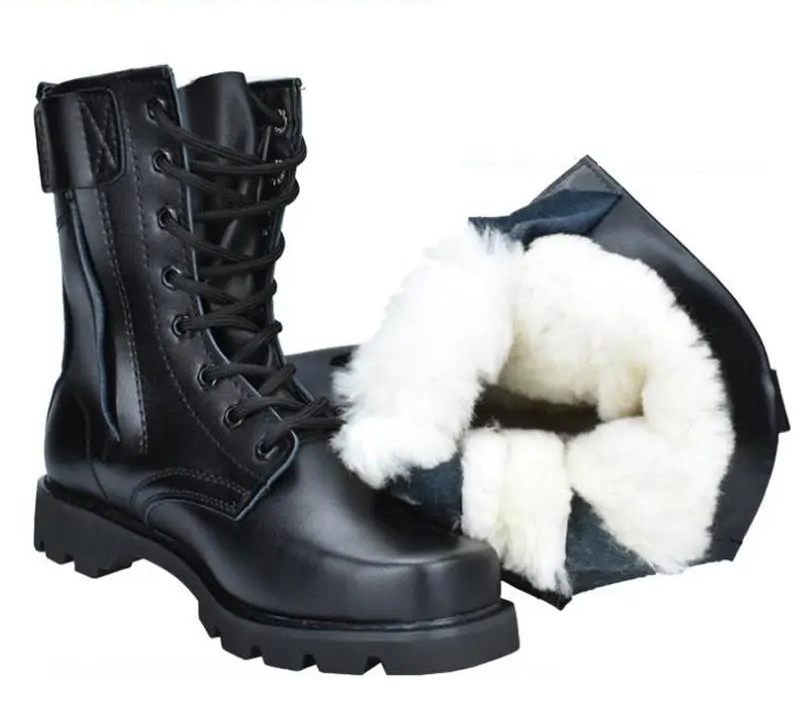 Bottines Tactiques Militaires Homme - Imperméables, Cuir Fendu Hiver