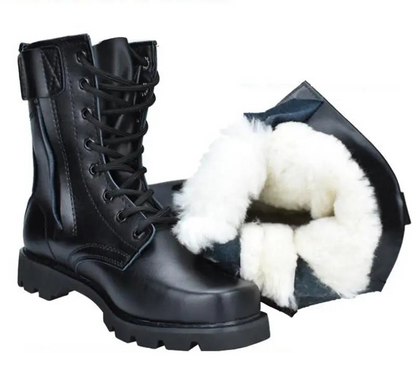 Bottines Tactiques Militaires Homme - Imperméables, Cuir Fendu Hiver