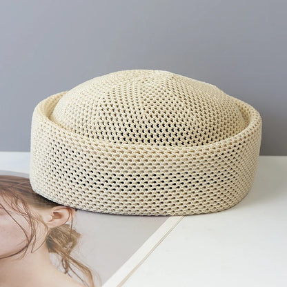 Béret femme été en maille ajourée