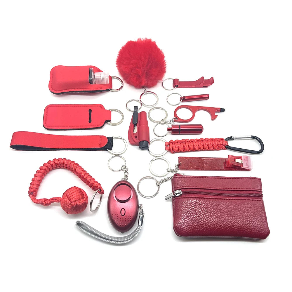 Kit porte-clés de sécurité multifonction 15 pièces