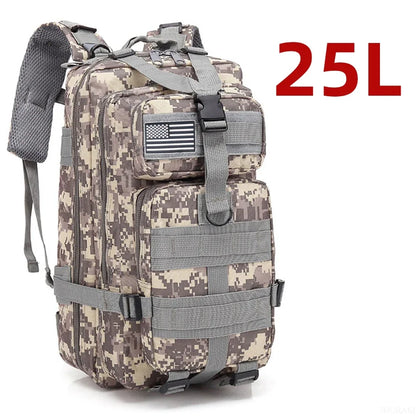 Sac à Dos Tactique MOLLE 25L/50L – Nylon Imperméable, Compatible Laptop | Randonnée, Chasse, Camping