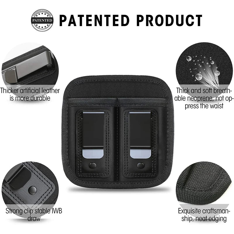 Pochette Porte-Chargeur Simple/Double pour Armes - Support IWB pour Chargeur 9mm, .40, .45, .380, .357 | Étui de Poche avec Clip Métallique BLACKBEARD OUTDOOR INDUSTRIES