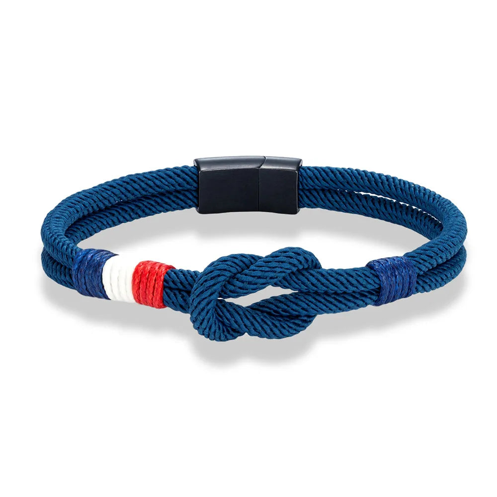 Bracelet Tressé Square Knot en Acier Inoxydable - France Flag Couple Jewelry BLACKBEARD OUTDOOR INDUSTRIES