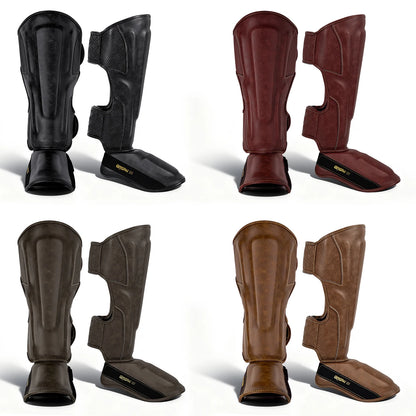 Tibières Professionnelles Cuir PU – Protège-Tibia & Pied Sanda, Muay Thai, Boxe | M à XL | 5 Coloris - BLACKBEARD OUTDOOR INDUSTRIES