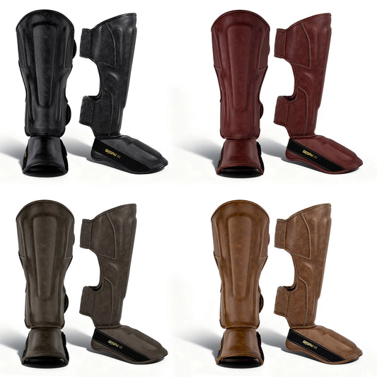 Tibières Professionnelles Cuir PU – Protège-Tibia & Pied Sanda, Muay Thai, Boxe | M à XL | 5 Coloris - BLACKBEARD OUTDOOR INDUSTRIES