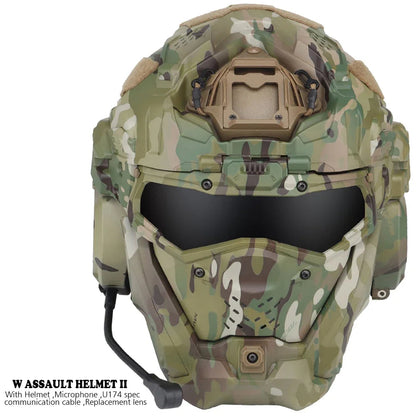 Casque tactique W-Ronin Assault II avec casque intégré, ventilateur anti-buée, masque rabattable et lentille de remplacement Ma boutique