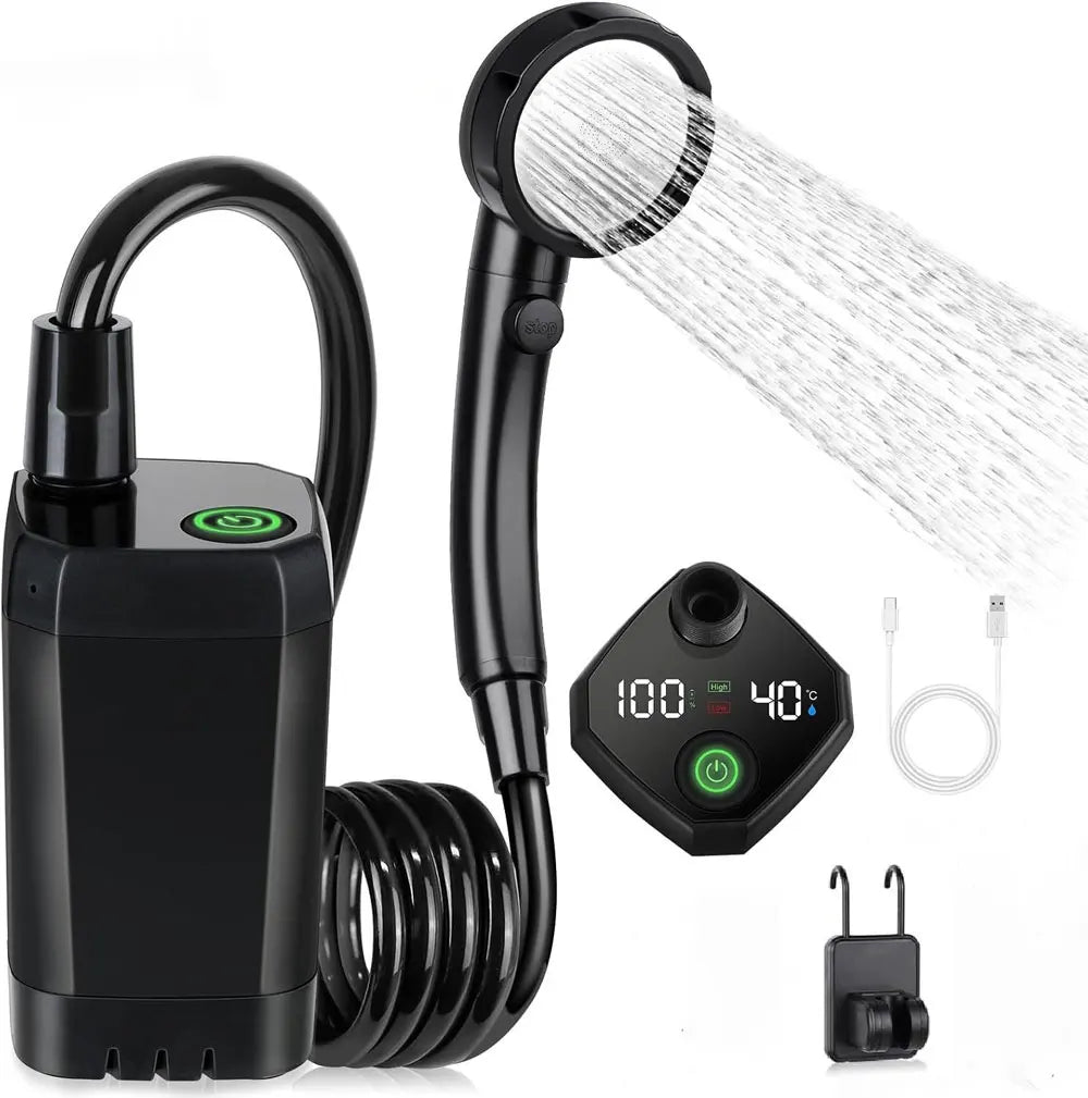 Douche de camping rechargeable 6 000 mAh – Écran et USB-C
