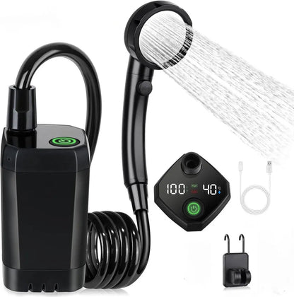 Douche de camping rechargeable 6 000 mAh – Écran et USB-C