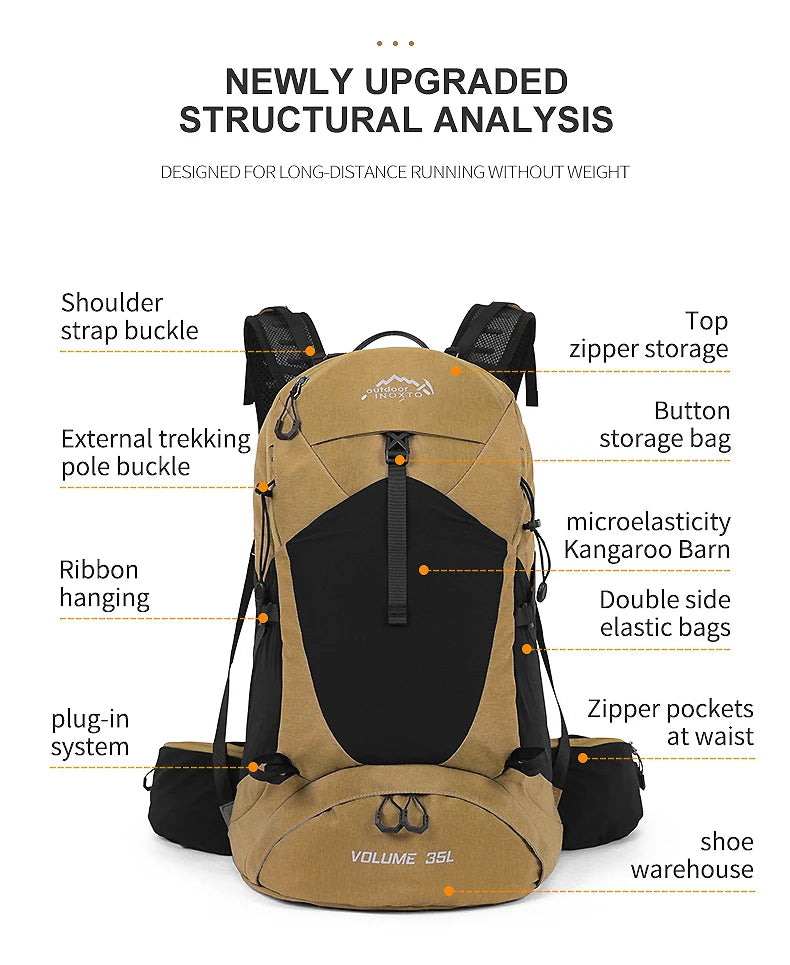 Sac à Dos de Randonnée 35L – Imperméable avec Housse de Pluie Intégrée | Mixte Homme/Femme - BLACKBEARD OUTDOOR INDUSTRIES