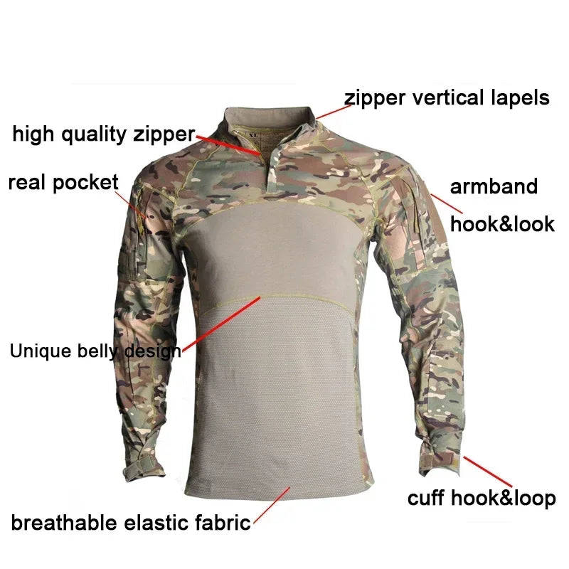 Chemise de Combat Homme à Manches Longues 1/4 Zip – Veste Tactique Outdoor - BLACKBEARD OUTDOOR INDUSTRIES