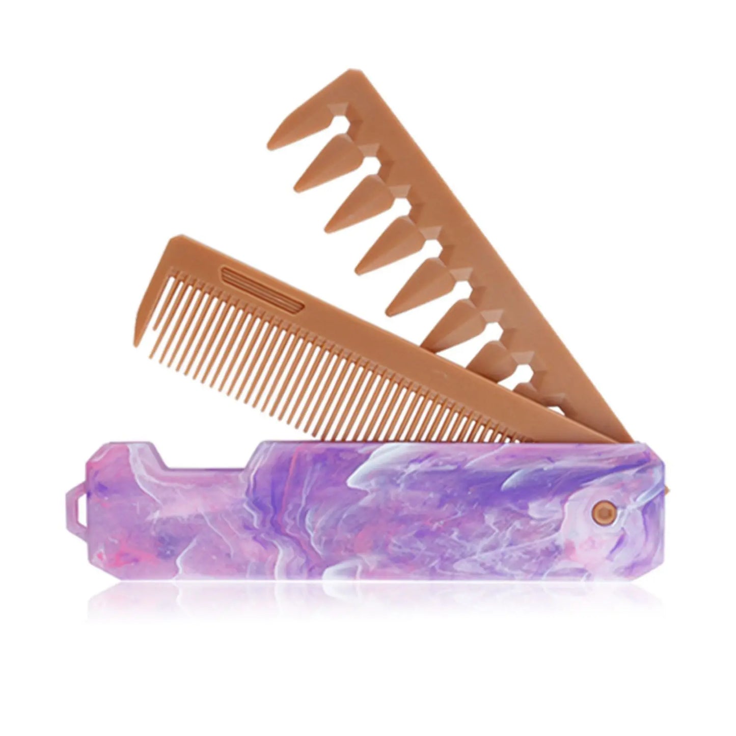 Peigne Pliable 2/3-en-1 Unisexe – Dents Larges & Denses, Barbe & Coiffure, Antistatique