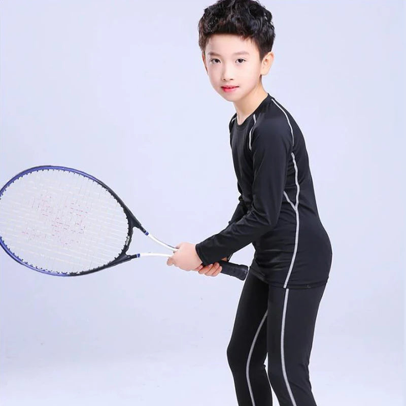 Tenue Sport Enfant Compression – Maillot Manches Longues Séchage Rapide