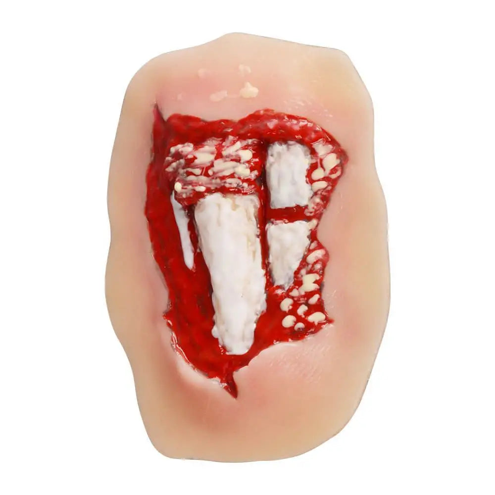 Modèle de Plaie Fracture Ouverte Jambe – Silicone Adhésif Trauma Moulage EMT
