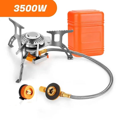 Réchaud Gaz Camping Portable Pliable 3500W – Inox, Allumage Intégré, Randonnée