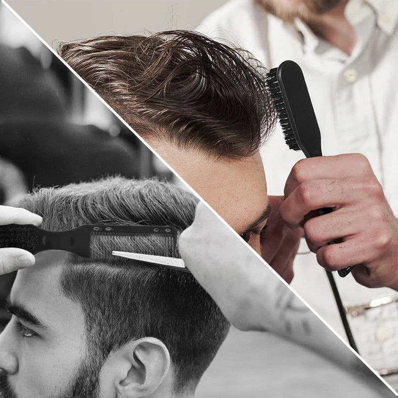 Brosse Peigne Double Face – Barbe & Coiffure Unisexe, Style Barbier Vintage, 17 cm