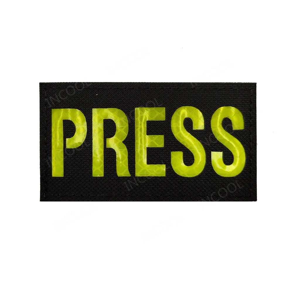 Patch Brassard Brodé PRESS MEDIA INSTRUCTOR – Réfléchissant & Lumineux | Velcro