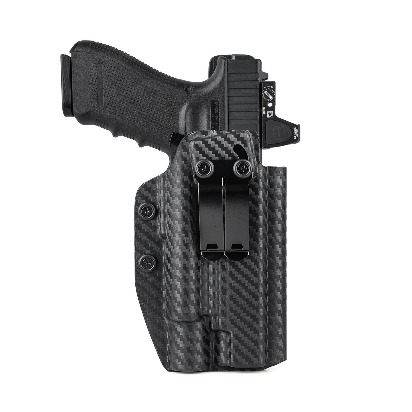 Holster IWB Kydex Glock 19 19X 23 25 32 44 45 + Olight Baldr Pro R – Port Dissimulé Ceinture, Rétention Réglable | Droitier & Gaucher - BLACKBEARD OUTDOOR INDUSTRIES