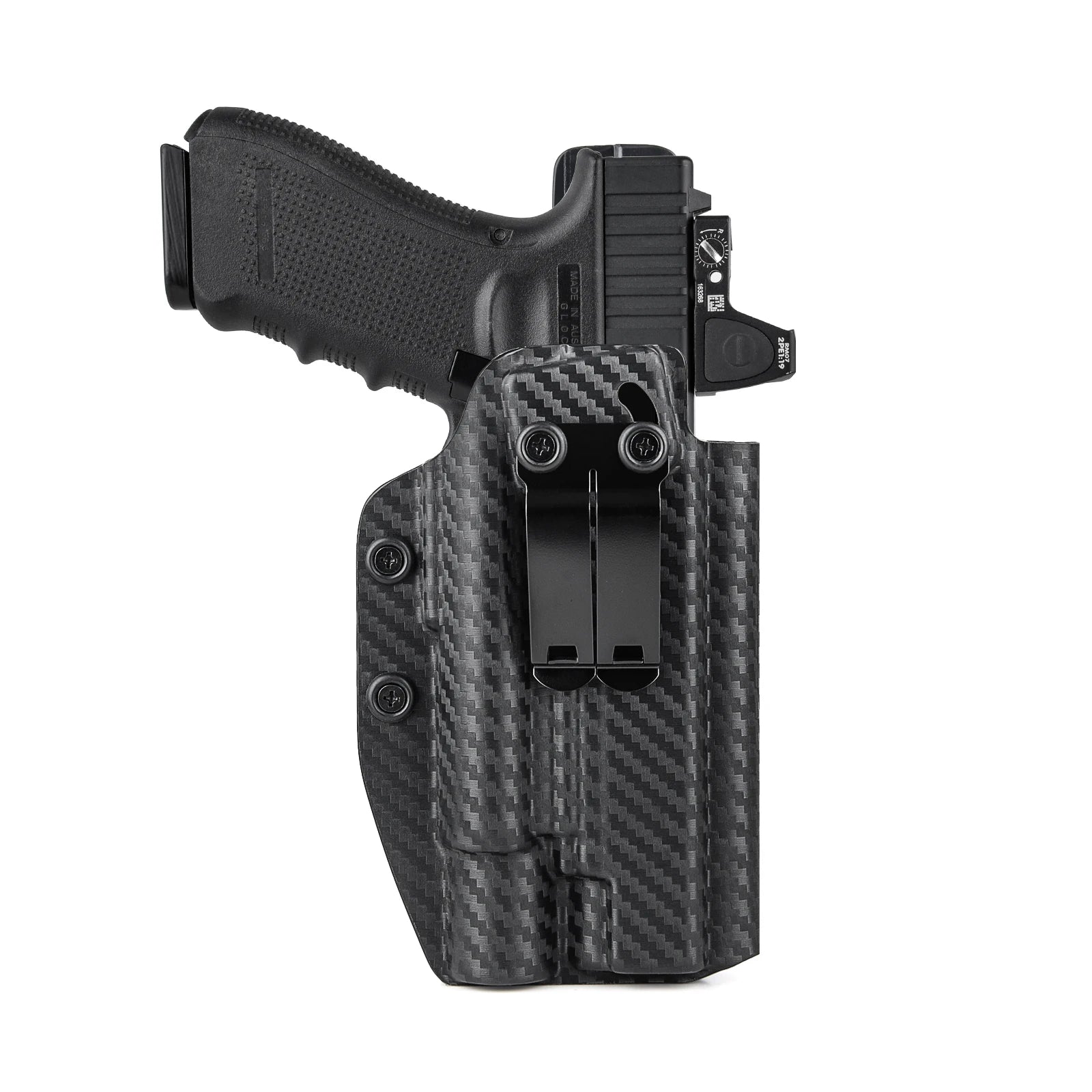Holster IWB Kydex Glock 19 19X 23 25 32 44 45 + Olight Baldr Pro R – Port Dissimulé Ceinture, Rétention Réglable | Droitier & Gaucher - BLACKBEARD OUTDOOR INDUSTRIES