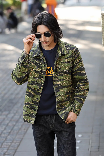 Chemise Camouflage Homme – Style Rayures Tigre | Manches Longues | Multi-poches | Casual & Workwear - BLACKBEARD OUTDOOR INDUSTRIES